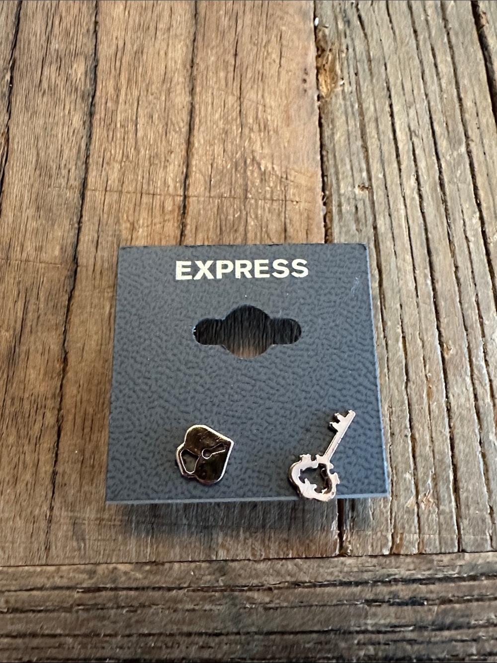 EXPRESS Rose Gokd tone key and Lock Stud Earrings